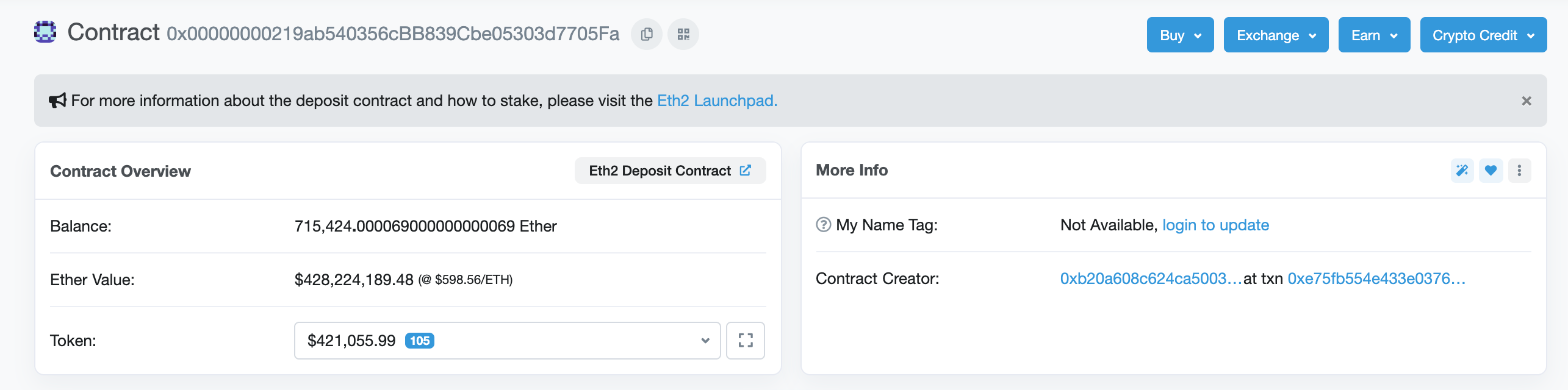 ETH 2.0 deposit smart contract address